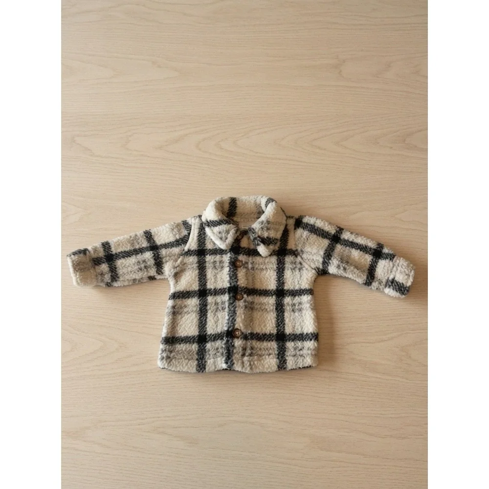 Carter's Just One You Baby Sherpa Jacket 3M Cream Black Plaid Cozy Winter